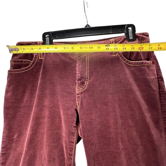 CAbi Burgundy Velour Pants 10 Velvet MidRise Straight Leg Rivets Gold Stitching - Picture 11 of 13